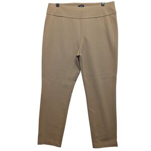 Express Pull On Dress Pants Womens Large Tan Camel Stretch Cropped Slit Hem L